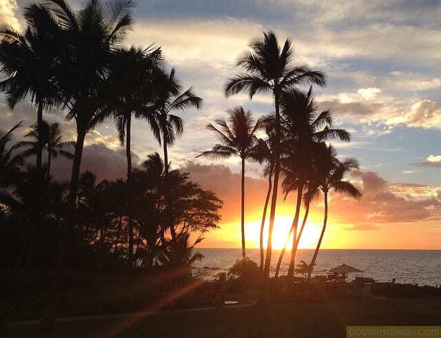 The sunset view from our table at Morimoto's Maui