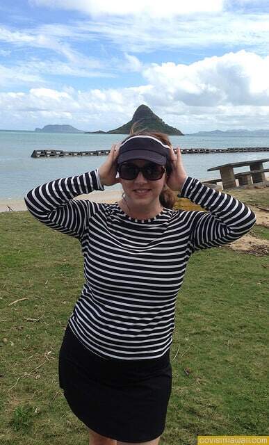 Rash guard tops are not just for being in the ocean. As you can see from this photo, I'm wearing a rash guard while we were out sightseeing on Oahu.
