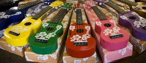 Brightly Colored Ukuleles