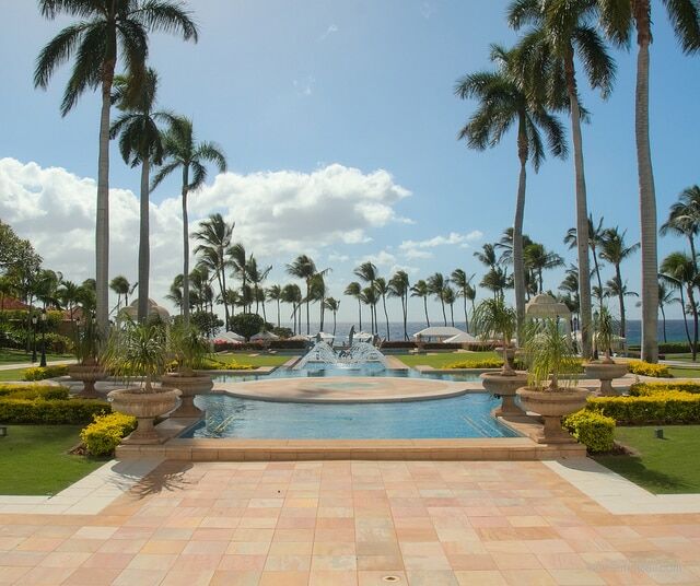 Peaceful water features on the grounds of Grand Wailea