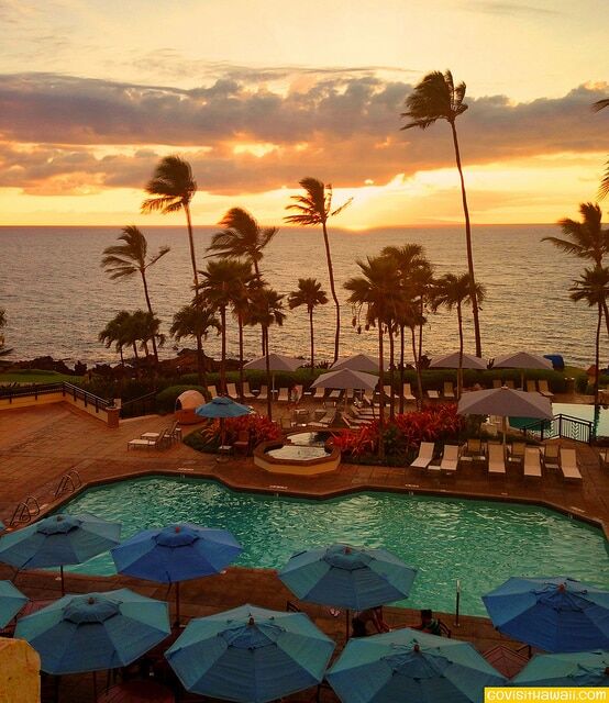 Sunset dinner view from Mala Wailea