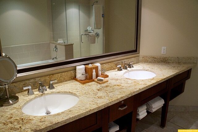 Very spacious bathrooms with double vanities, tub and step-in shower.