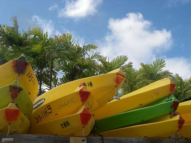 Stacked kayaks at Kailua Kayaks